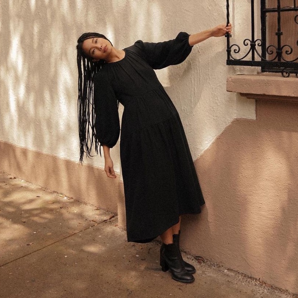 Zii Ropa | Nella Long Sleeve Dress in Washed Black